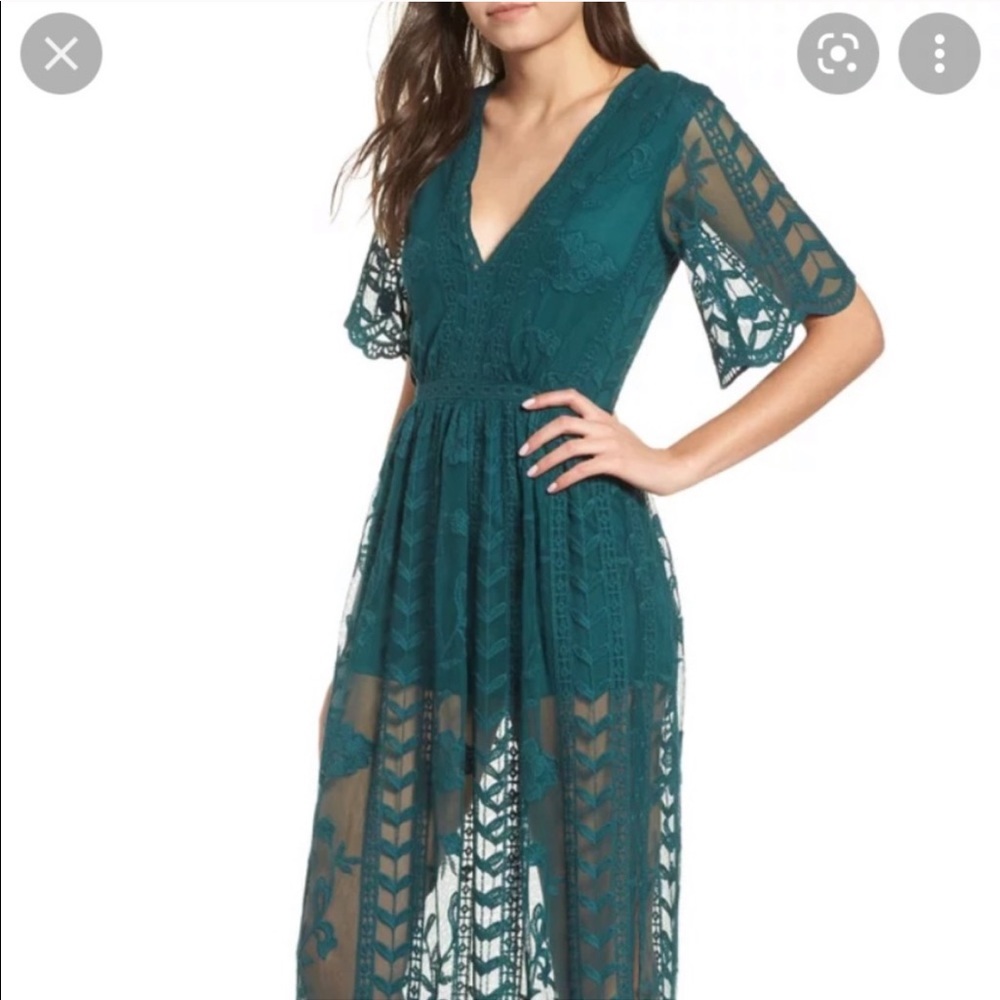 Lace overlay maxi romper